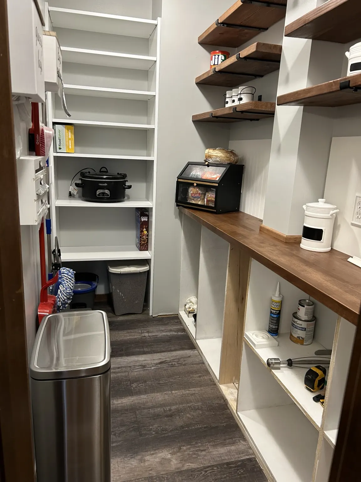 Custom built pantry storage shelving